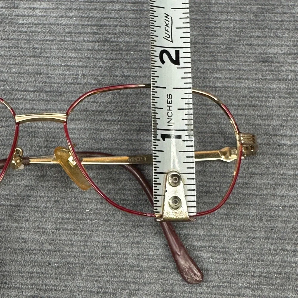 18KGP Red‎ Enamel Geometric Aviator Y2k Eyeglass Frames Clarte 803 52-14-135